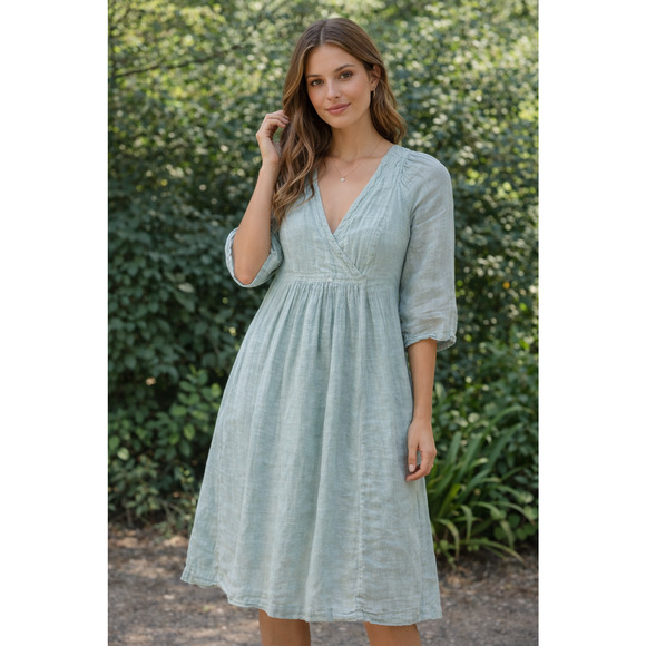 Sundance Dresses & Skirts - Sundance 100% Linen Midi Dress Green Size PS Lined Cottagecore Lagenlook Resort